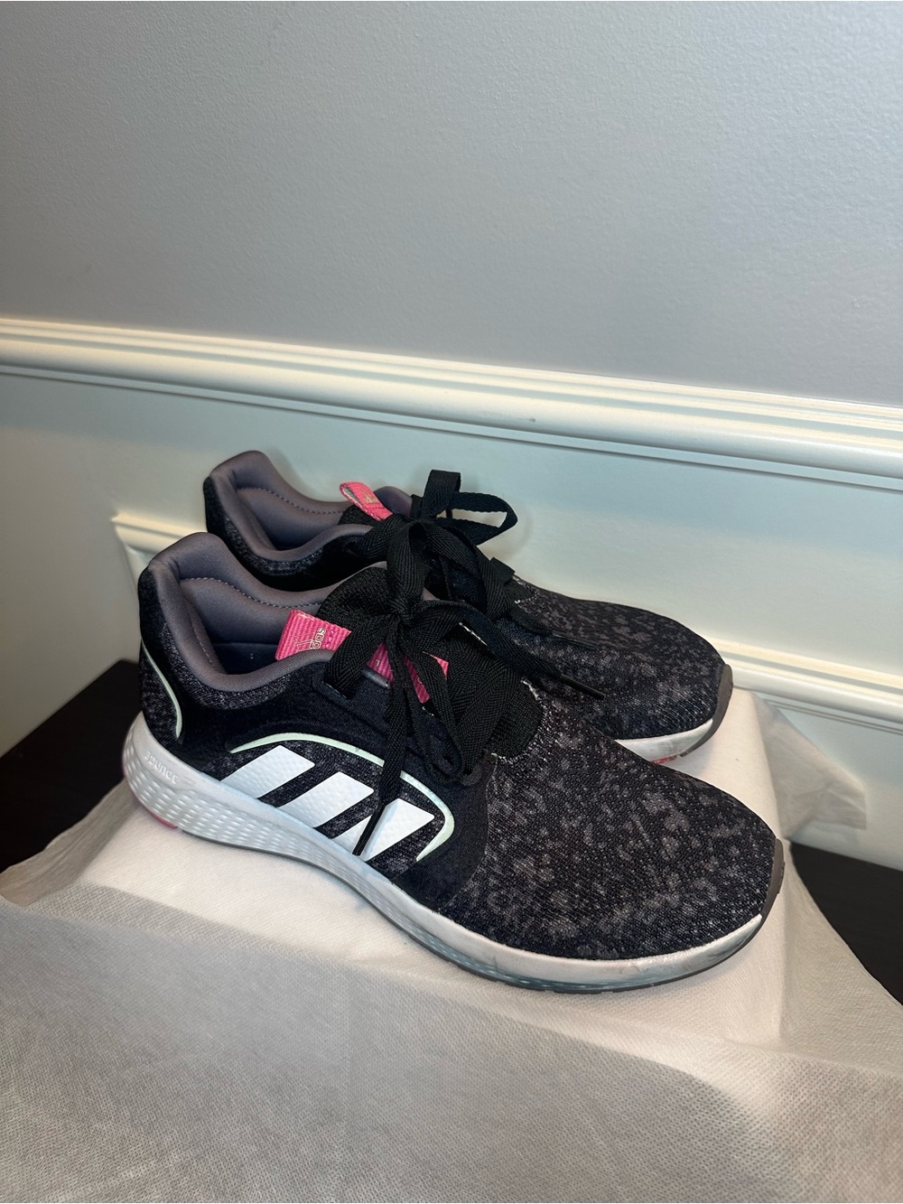 Adidas Black Athletic Sneakers with Pink Accents size 7.5